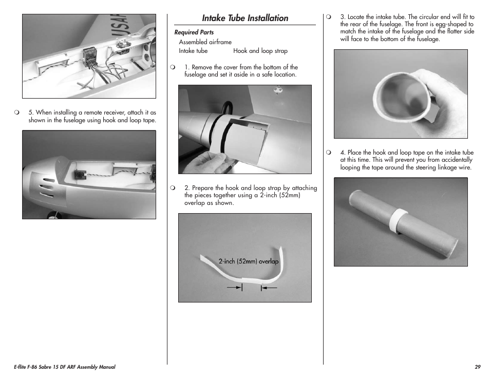 Intake tube installation | E-flite F-86 Sabre 15 DF ARF User Manual | Page 29 / 44