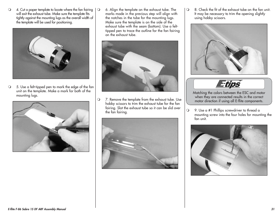 E-flite F-86 Sabre 15 DF ARF User Manual | Page 31 / 44