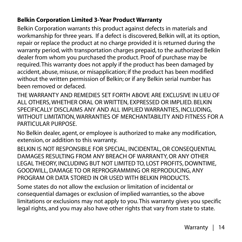 Belkin TUNEBASE F8V7097 User Manual | Page 15 / 16