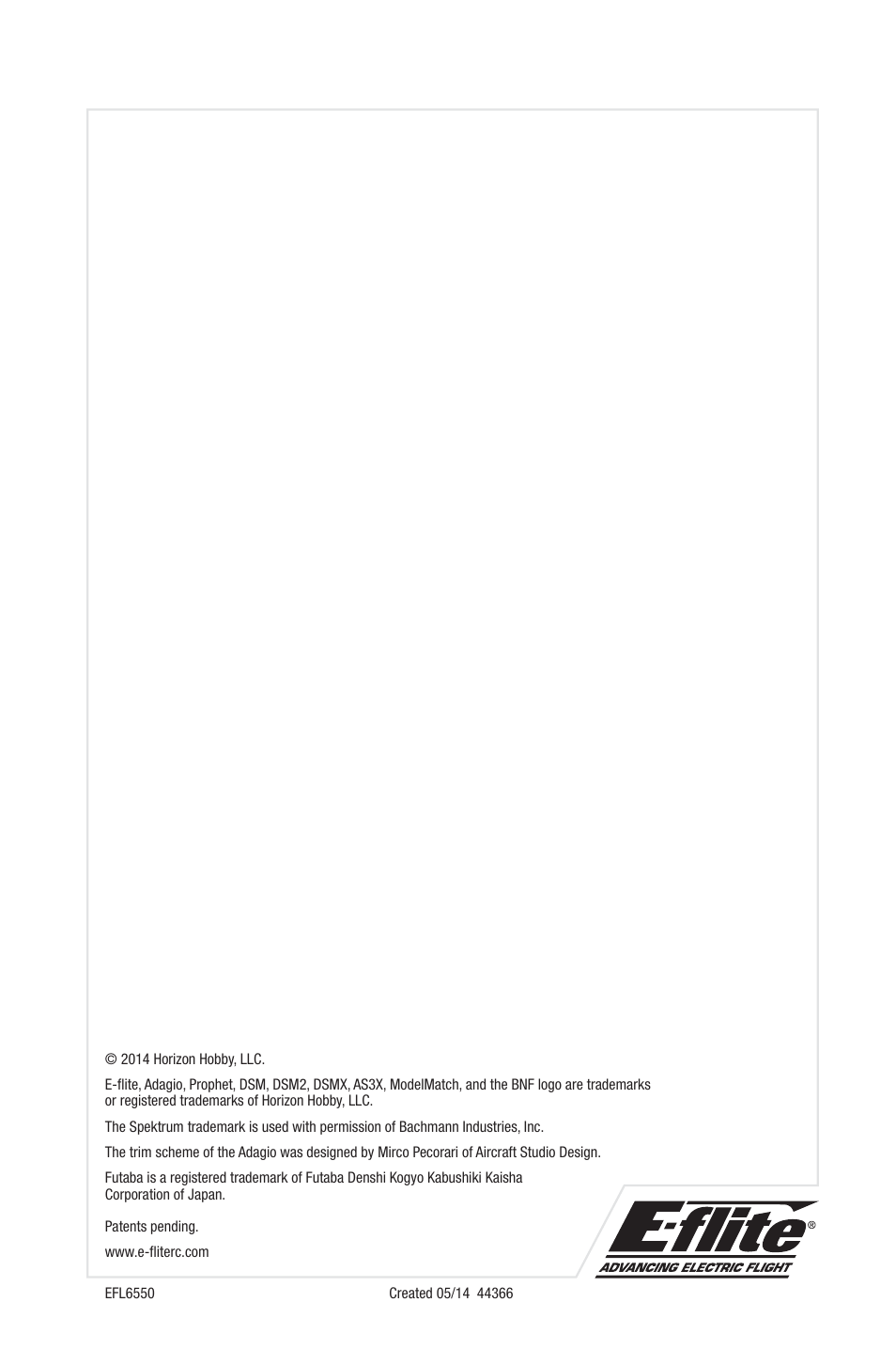 E-flite Adagio 280 BNF Basic User Manual | Page 17 / 17