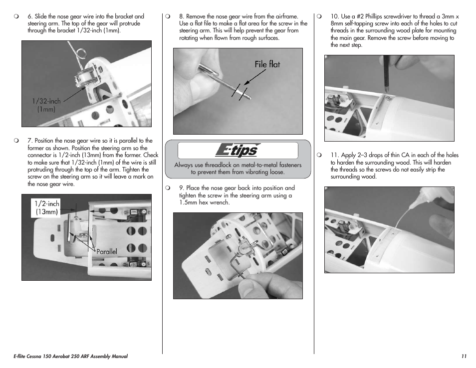 E-flite Cessna 150 Aerobat 250 ARF User Manual | Page 11 / 36