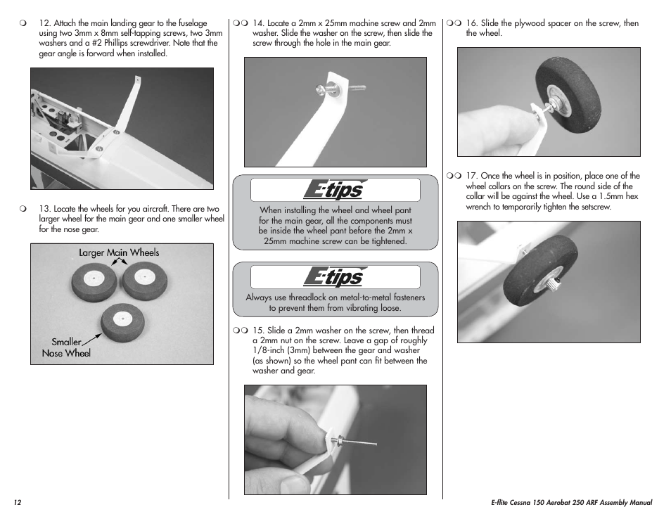 E-flite Cessna 150 Aerobat 250 ARF User Manual | Page 12 / 36