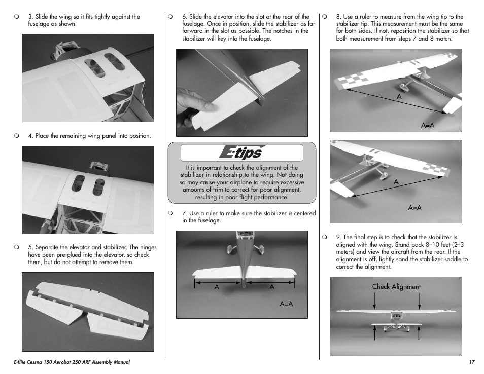 E-flite Cessna 150 Aerobat 250 ARF User Manual | Page 17 / 36