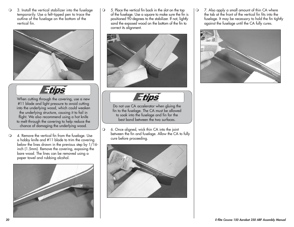 E-flite Cessna 150 Aerobat 250 ARF User Manual | Page 20 / 36