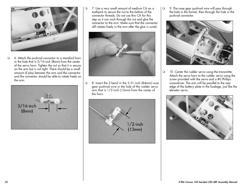 E-flite Cessna 150 Aerobat 250 ARF User Manual | Page 22 / 36