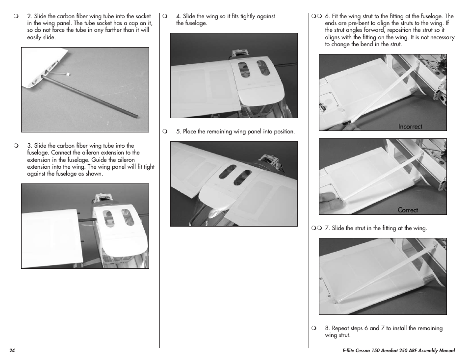 E-flite Cessna 150 Aerobat 250 ARF User Manual | Page 24 / 36