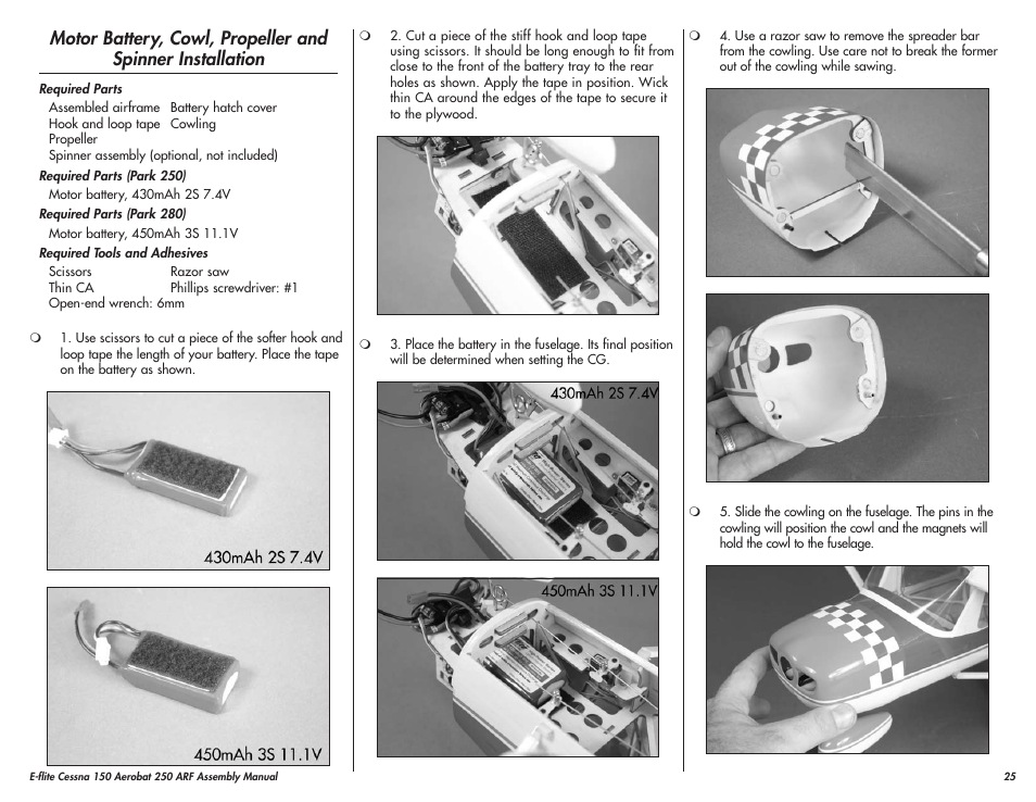 E-flite Cessna 150 Aerobat 250 ARF User Manual | Page 25 / 36