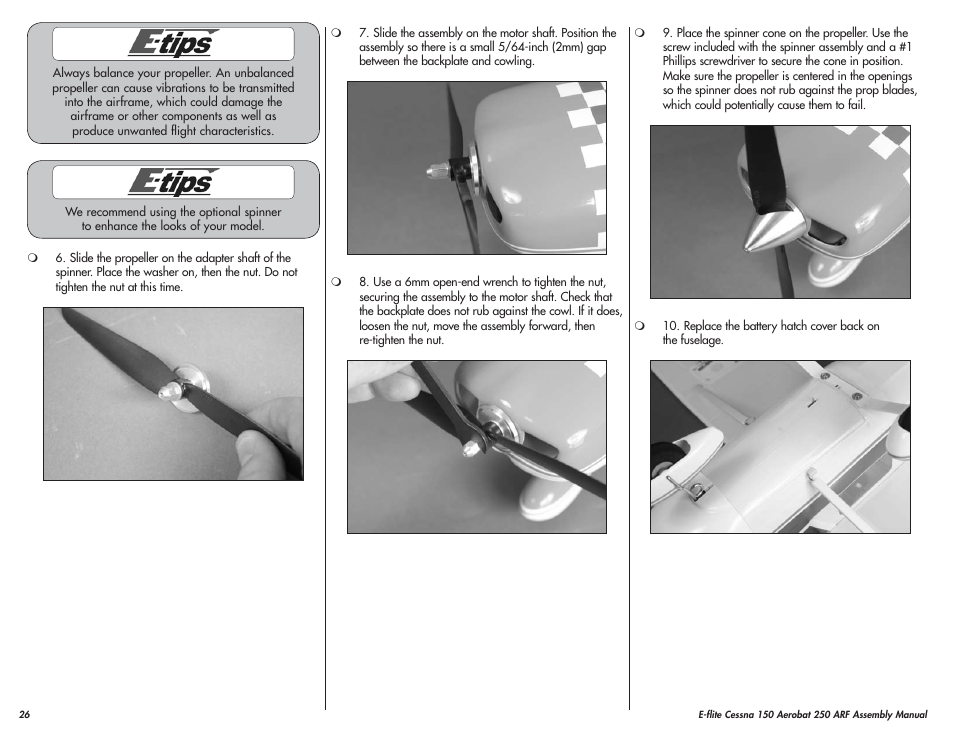 E-flite Cessna 150 Aerobat 250 ARF User Manual | Page 26 / 36