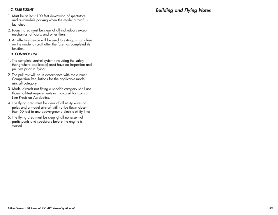 E-flite Cessna 150 Aerobat 250 ARF User Manual | Page 33 / 36