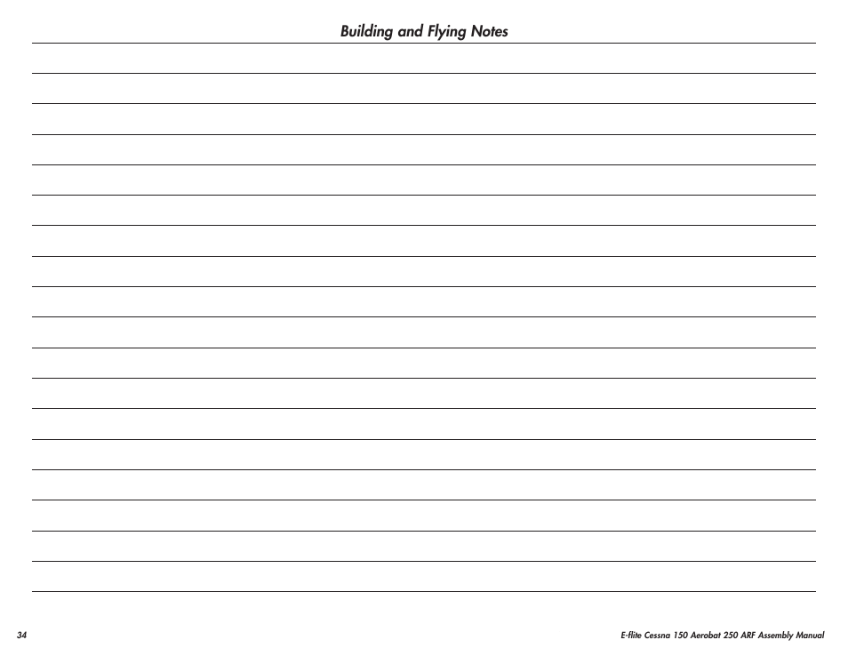 E-flite Cessna 150 Aerobat 250 ARF User Manual | Page 34 / 36