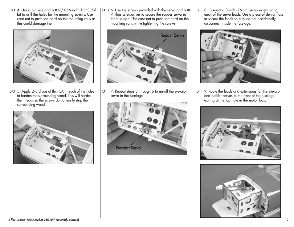 E-flite Cessna 150 Aerobat 250 ARF User Manual | Page 9 / 36