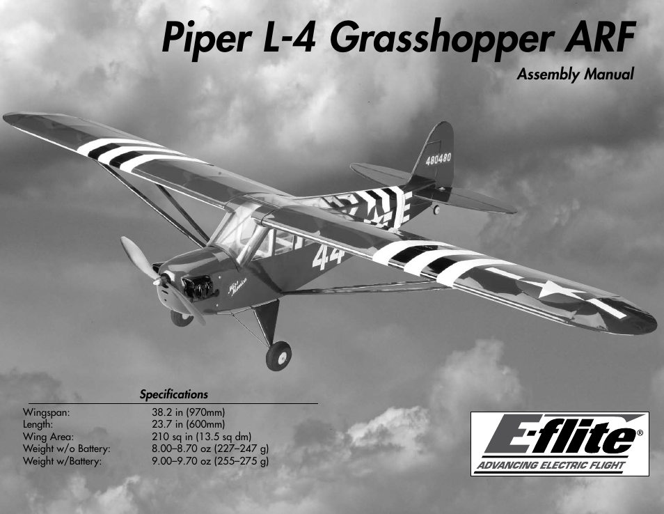 E-flite Piper L-4 Grasshopper 250 ARF User Manual | 24 pages