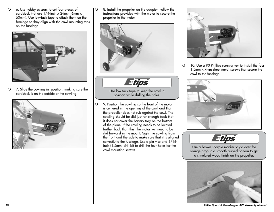 E-flite Piper L-4 Grasshopper 250 ARF User Manual | Page 10 / 24