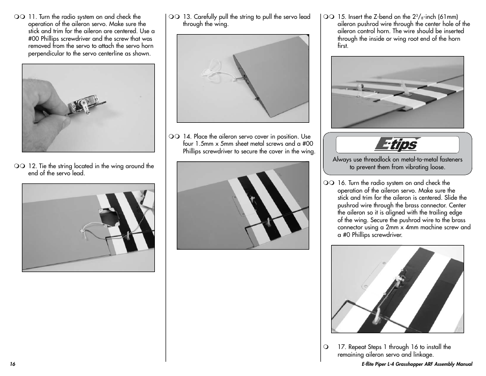 E-flite Piper L-4 Grasshopper 250 ARF User Manual | Page 16 / 24
