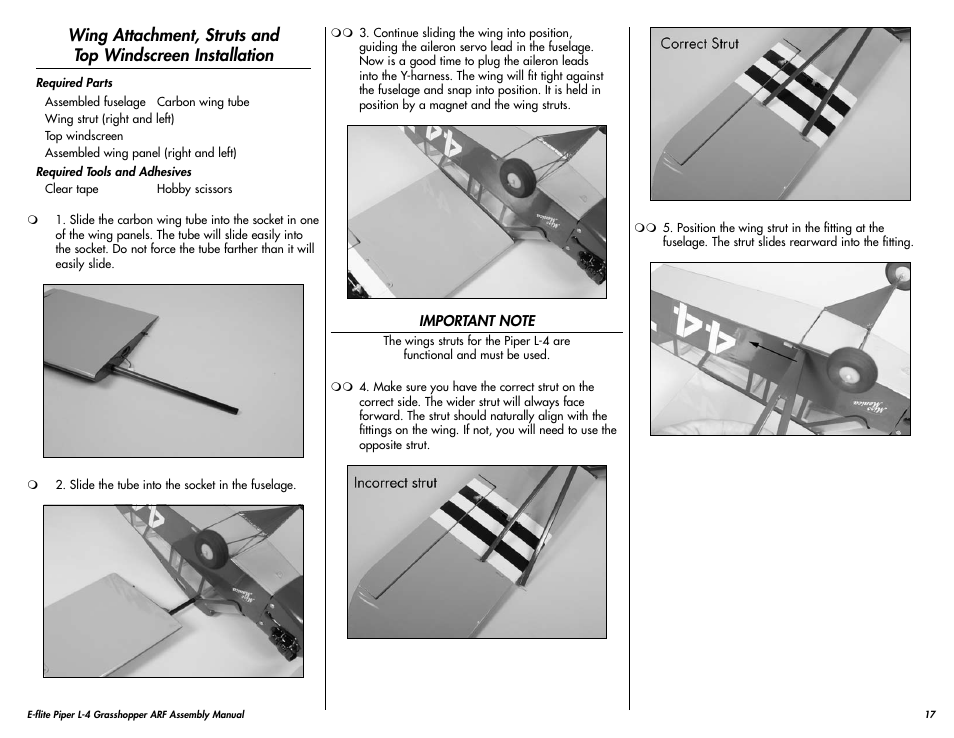 E-flite Piper L-4 Grasshopper 250 ARF User Manual | Page 17 / 24