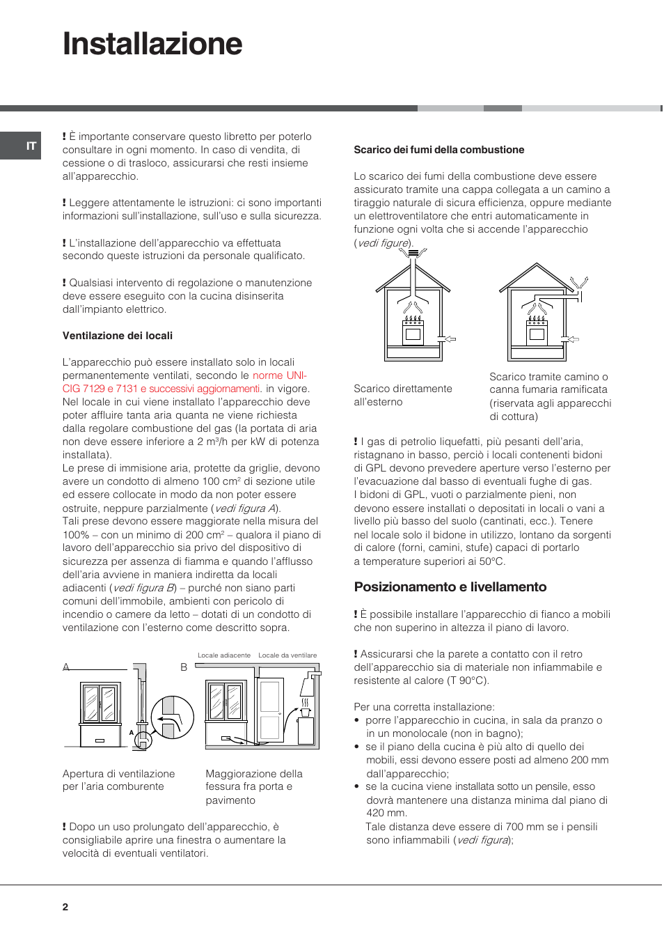 Installazione, Posizionamento e livellamento | Hotpoint Ariston C 34S M5 R/HA User Manual | Page 2 / 40
