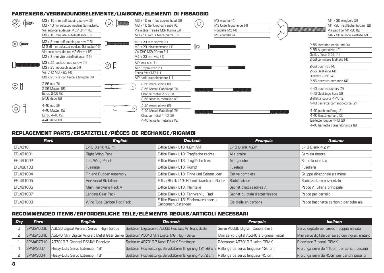 E-flite L-13 Blanik 4.2 m ARF User Manual | Page 8 / 60
