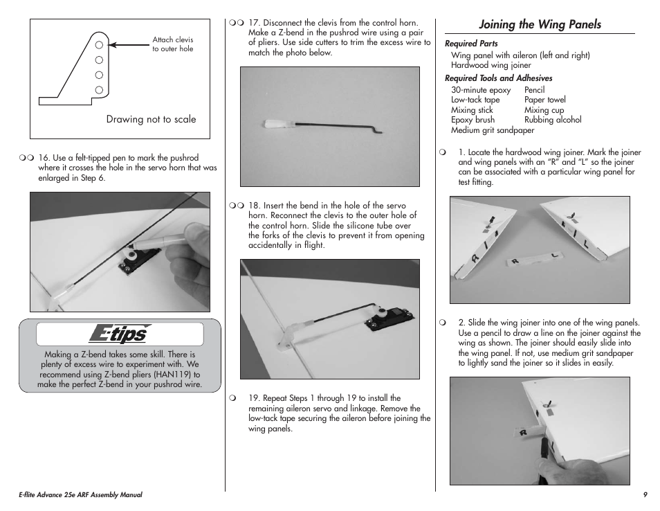 Joining the wing panels | E-flite Advance 25e User Manual | Page 9 / 36