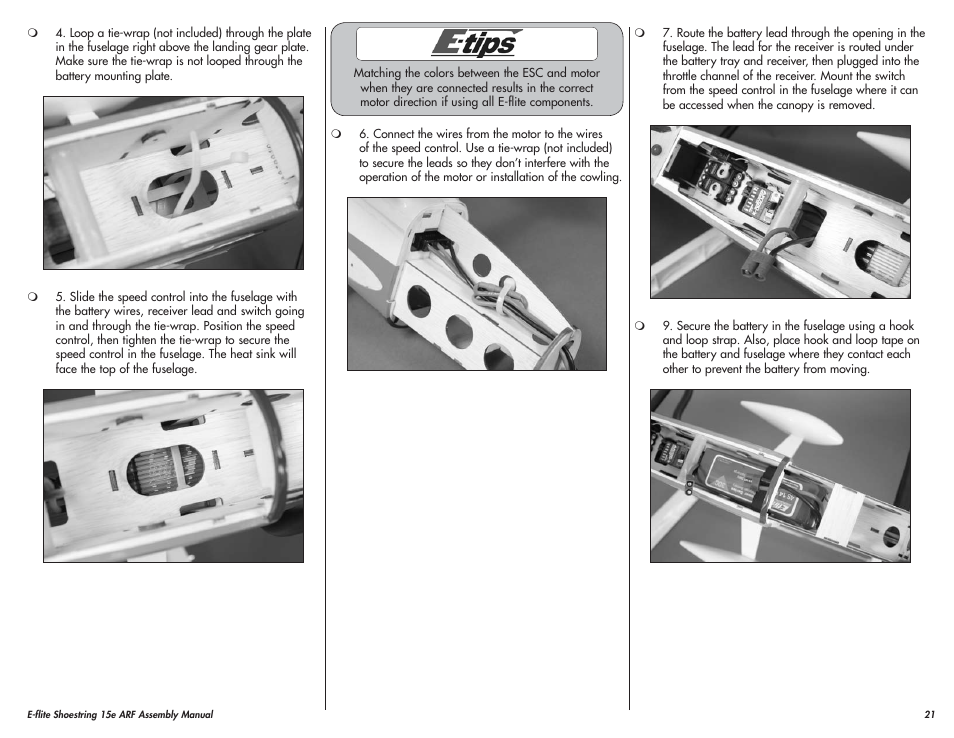 E-flite Shoestring 15e ARF User Manual | Page 21 / 32