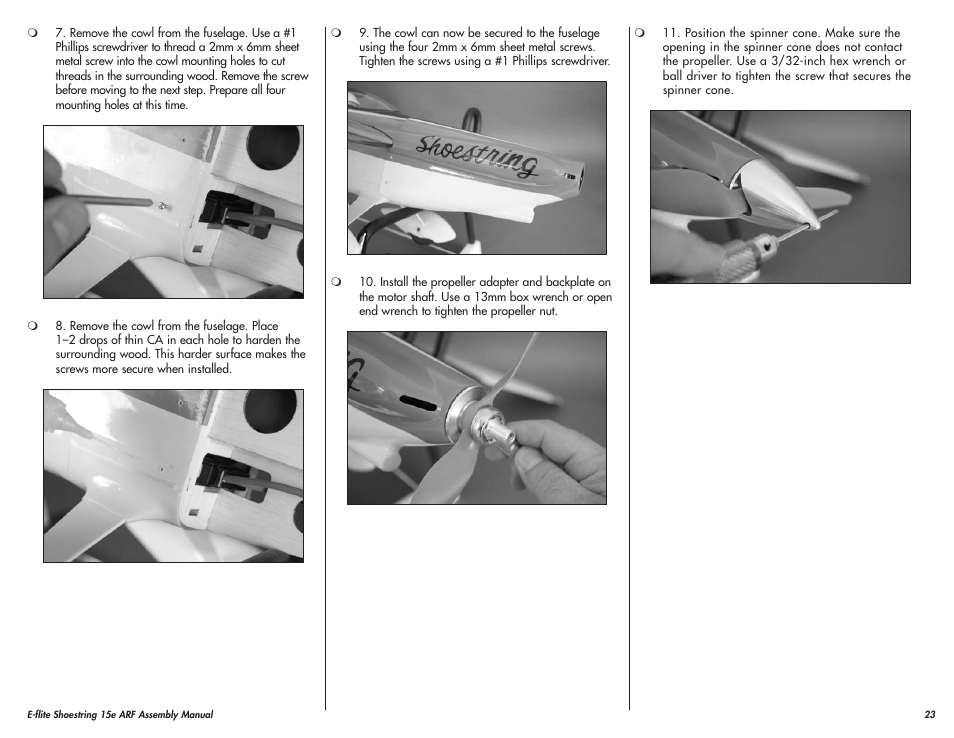 E-flite Shoestring 15e ARF User Manual | Page 23 / 32