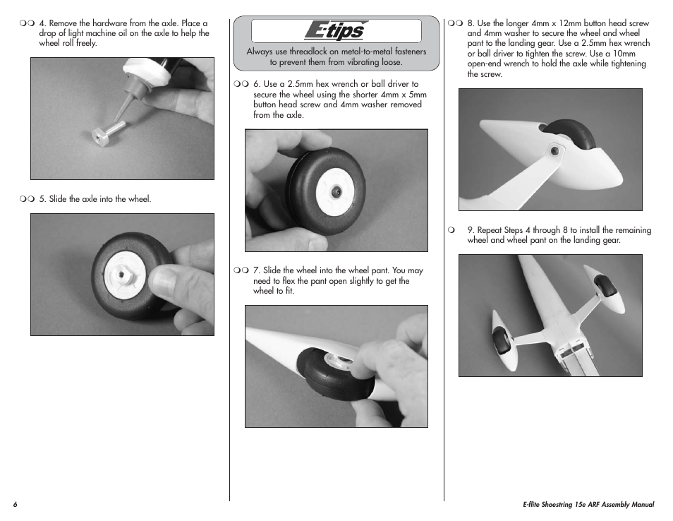 E-flite Shoestring 15e ARF User Manual | Page 6 / 32