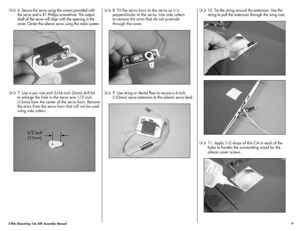 E-flite Shoestring 15e ARF User Manual | Page 9 / 32