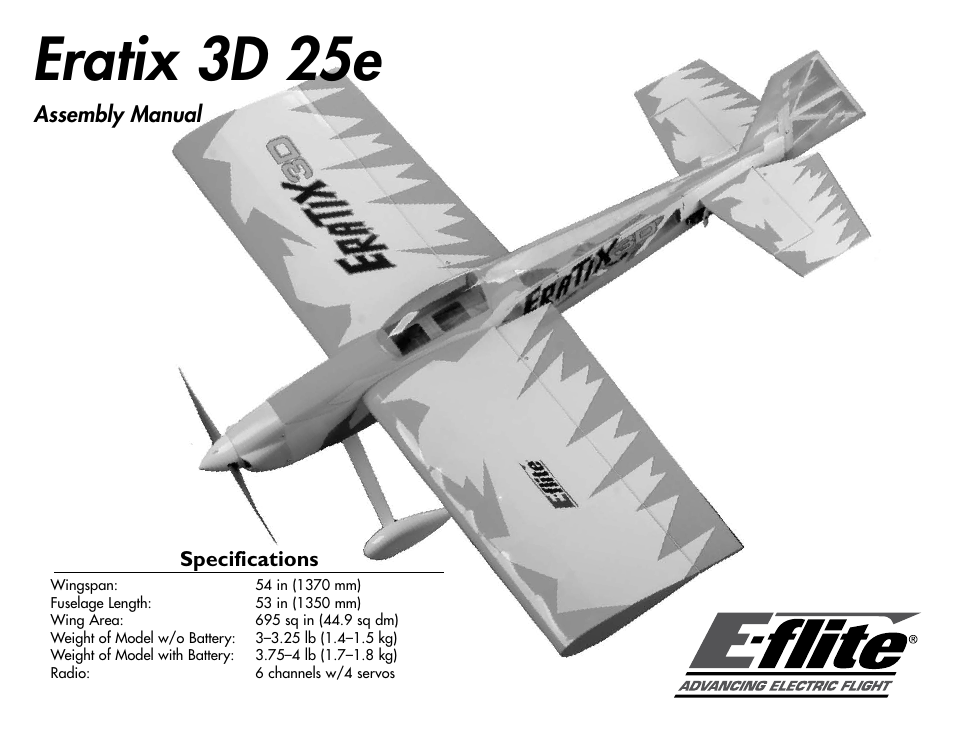 E-flite Eratix 3D 25e ARF User Manual | 32 pages