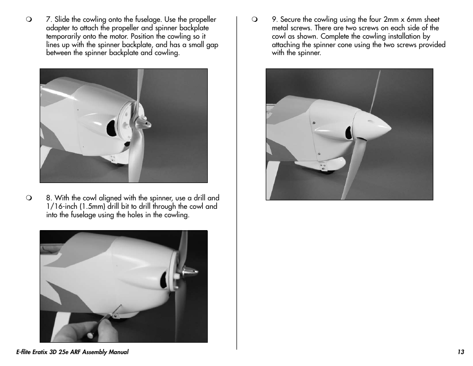 E-flite Eratix 3D 25e ARF User Manual | Page 13 / 32