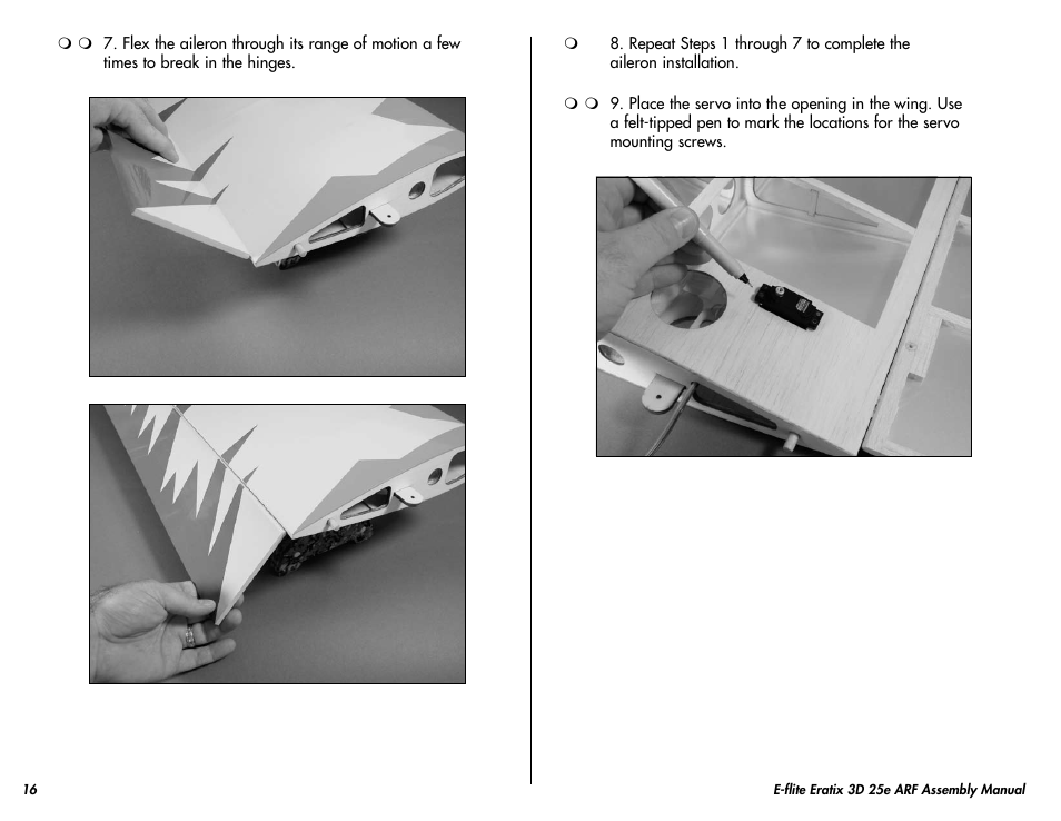 E-flite Eratix 3D 25e ARF User Manual | Page 16 / 32