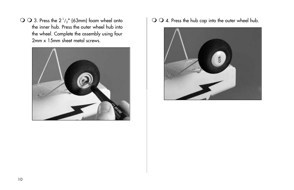 E-flite J-3 Cub 25 ARF User Manual | Page 10 / 52