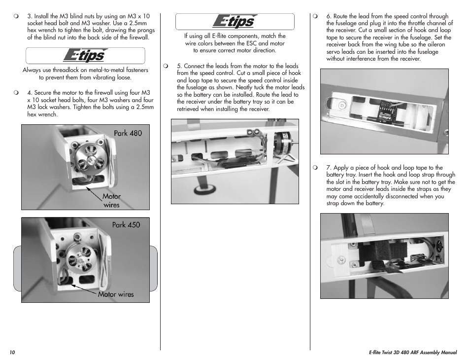 E-flite Twist 3D 480 ARF User Manual | Page 10 / 28