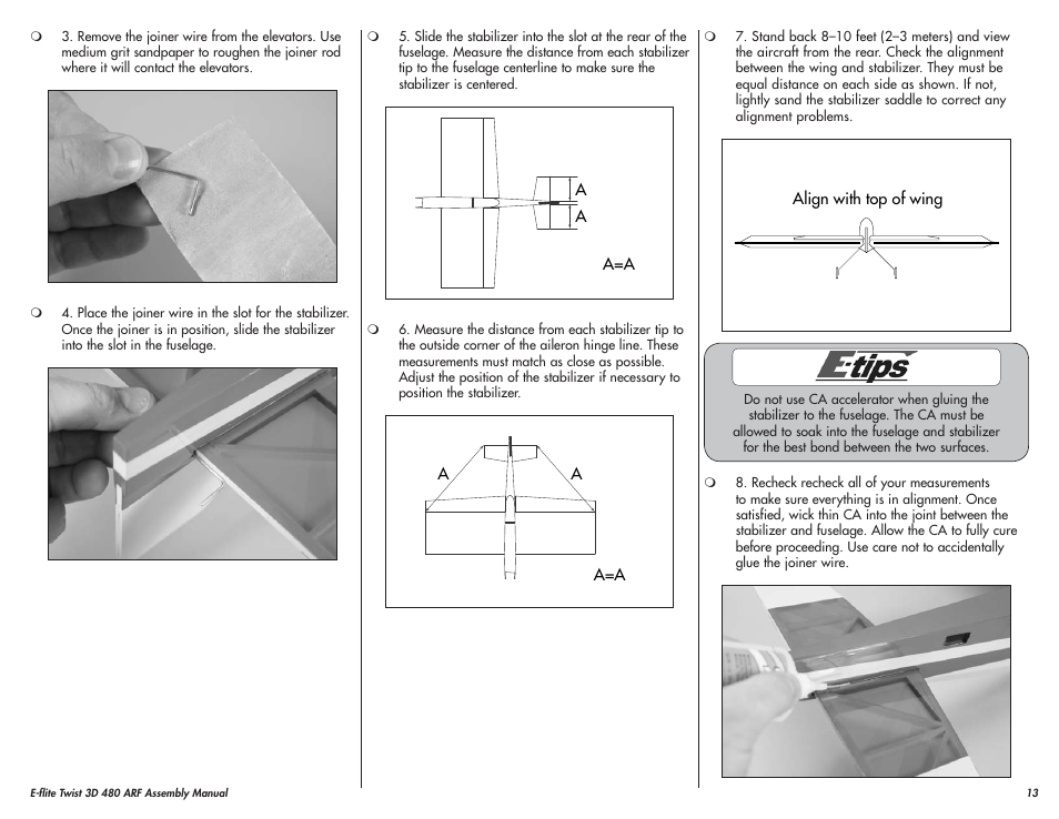 E-flite Twist 3D 480 ARF User Manual | Page 13 / 28
