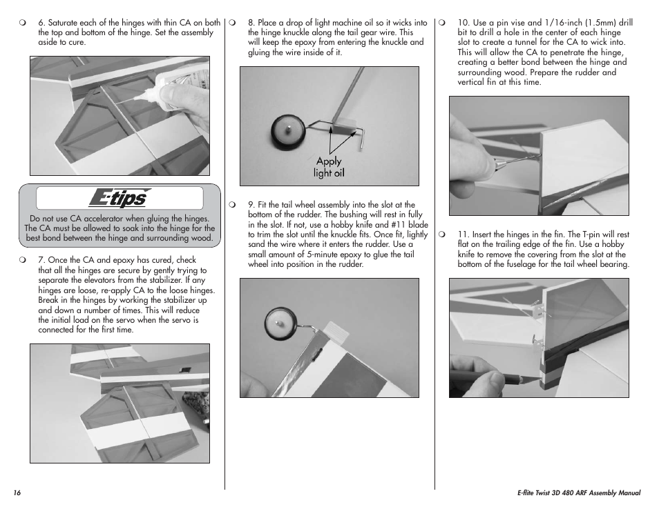 E-flite Twist 3D 480 ARF User Manual | Page 16 / 28