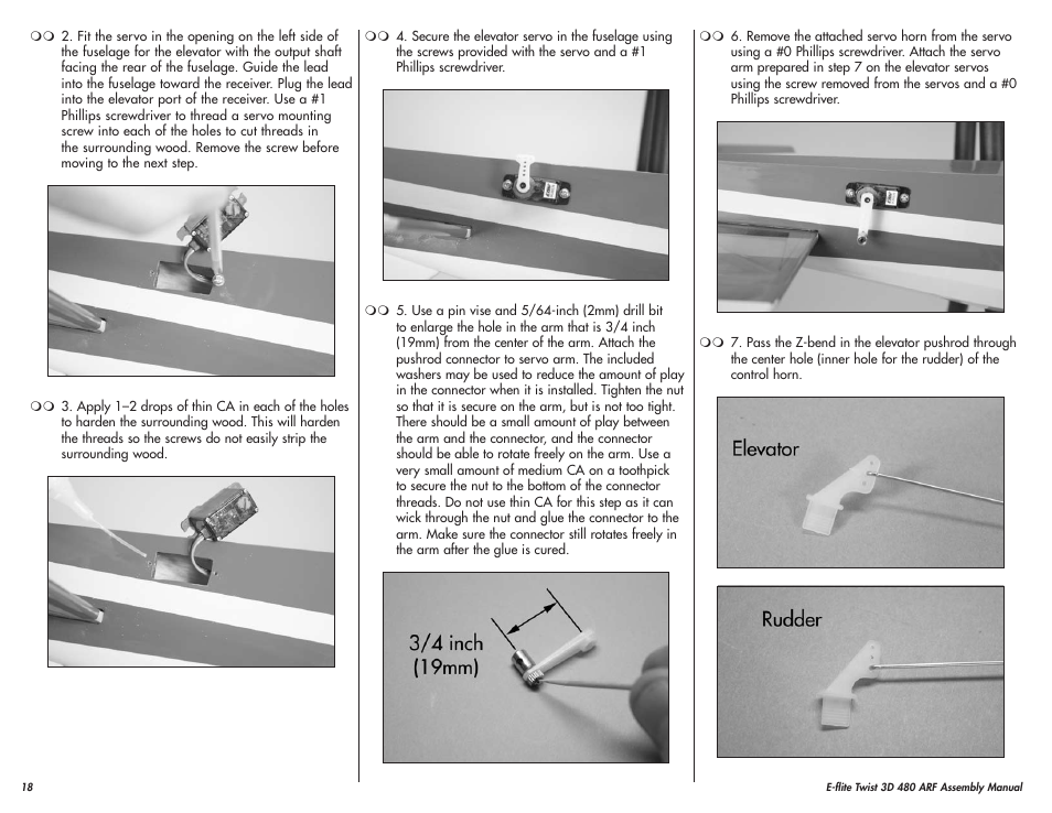 E-flite Twist 3D 480 ARF User Manual | Page 18 / 28