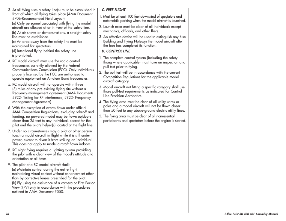 E-flite Twist 3D 480 ARF User Manual | Page 26 / 28