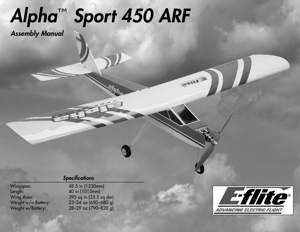 E-flite Alpha 450 Sport ARF User Manual | 36 pages