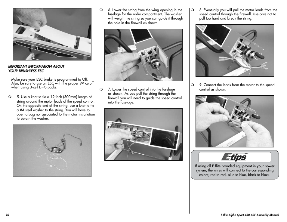 E-flite Alpha 450 Sport ARF User Manual | Page 10 / 36