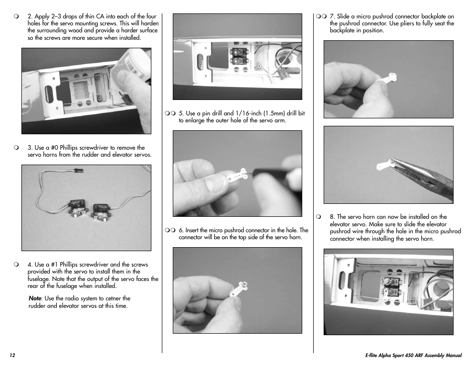 E-flite Alpha 450 Sport ARF User Manual | Page 12 / 36