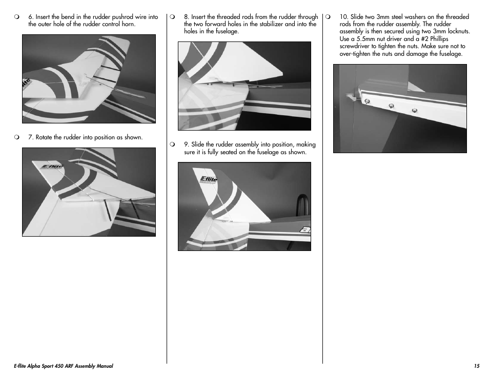 E-flite Alpha 450 Sport ARF User Manual | Page 15 / 36