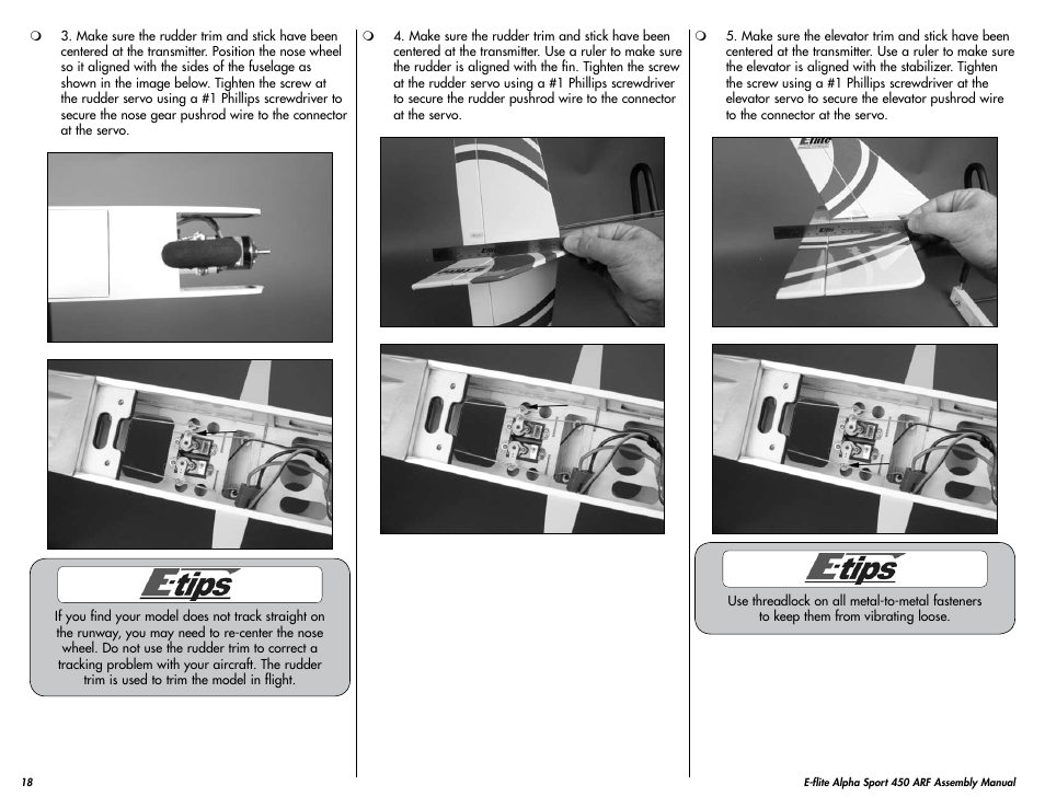 E-flite Alpha 450 Sport ARF User Manual | Page 18 / 36