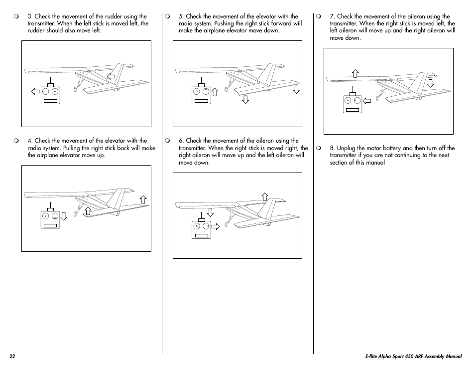 E-flite Alpha 450 Sport ARF User Manual | Page 22 / 36