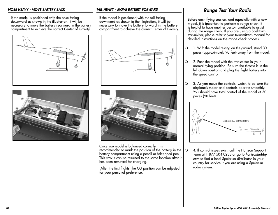 Range test your radio | E-flite Alpha 450 Sport ARF User Manual | Page 28 / 36