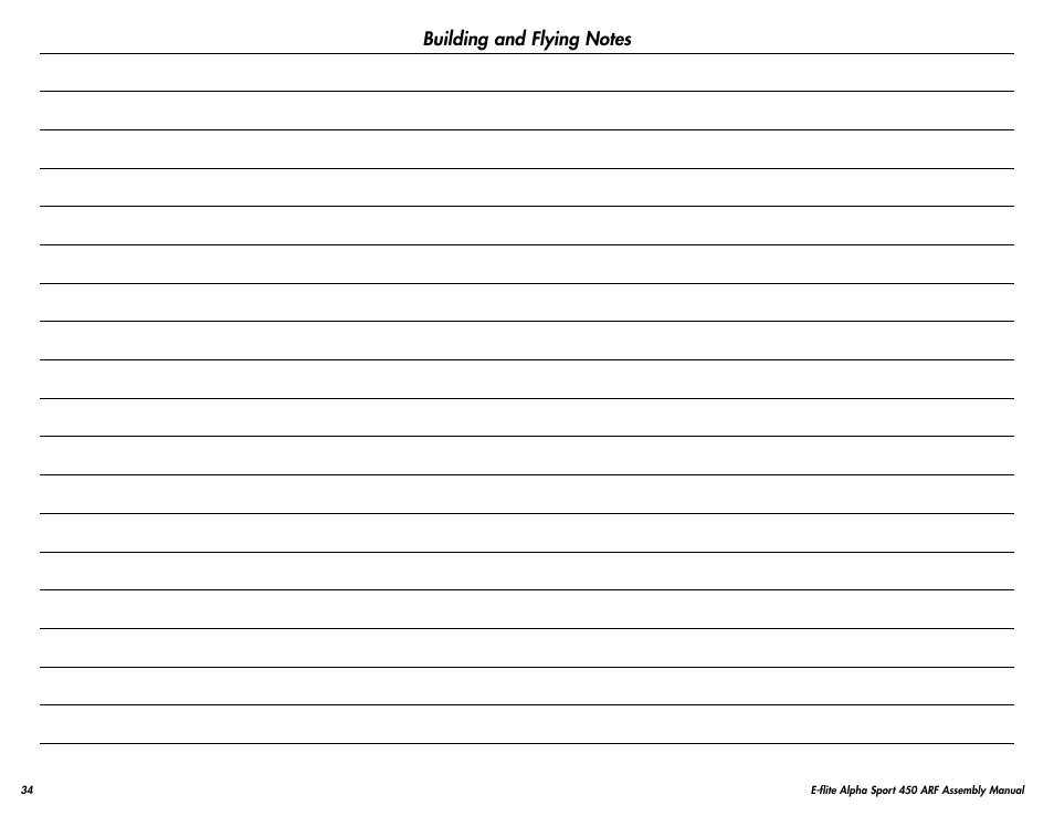 Building and flying notes | E-flite Alpha 450 Sport ARF User Manual | Page 34 / 36