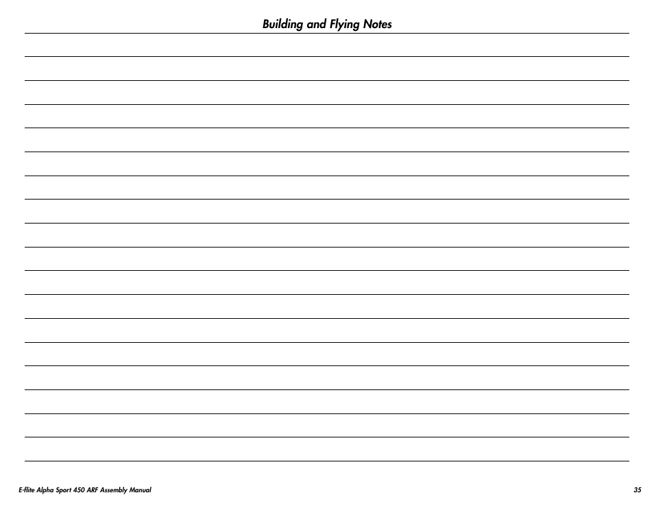 E-flite Alpha 450 Sport ARF User Manual | Page 35 / 36