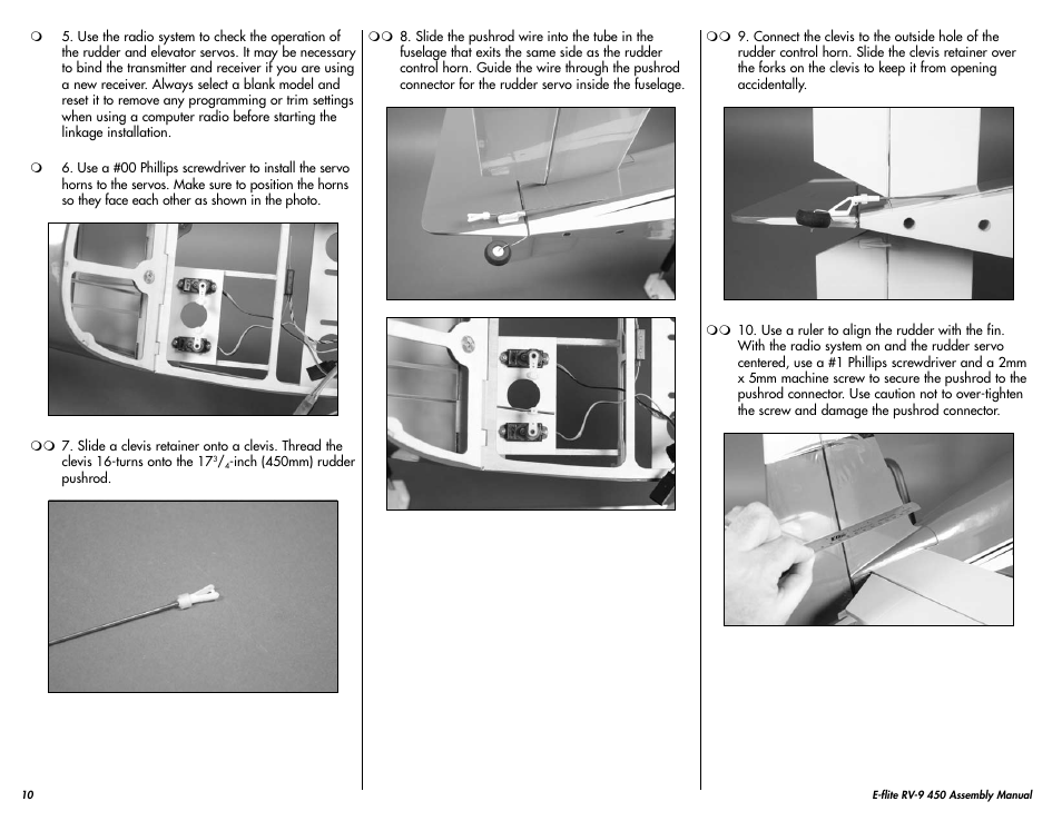 E-flite RV-9 450 ARF User Manual | Page 10 / 36