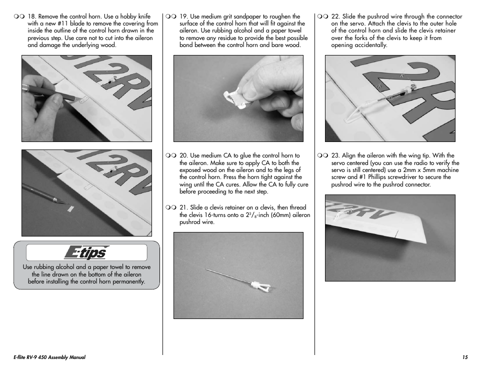 E-flite RV-9 450 ARF User Manual | Page 15 / 36