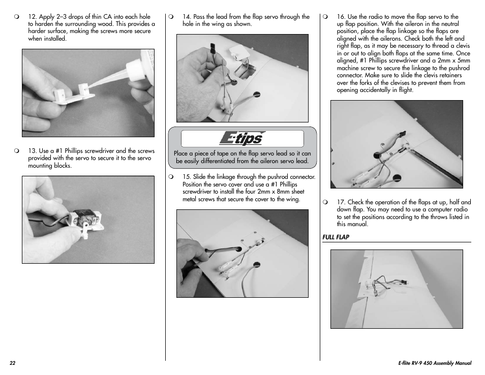 E-flite RV-9 450 ARF User Manual | Page 22 / 36