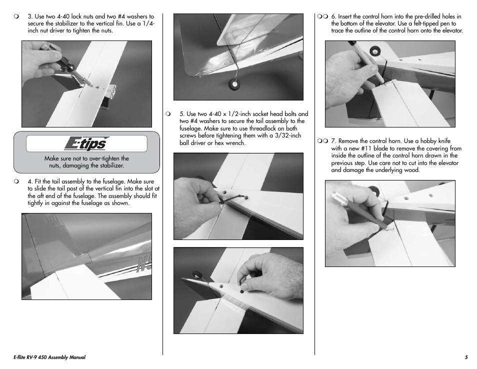 E-flite RV-9 450 ARF User Manual | Page 5 / 36