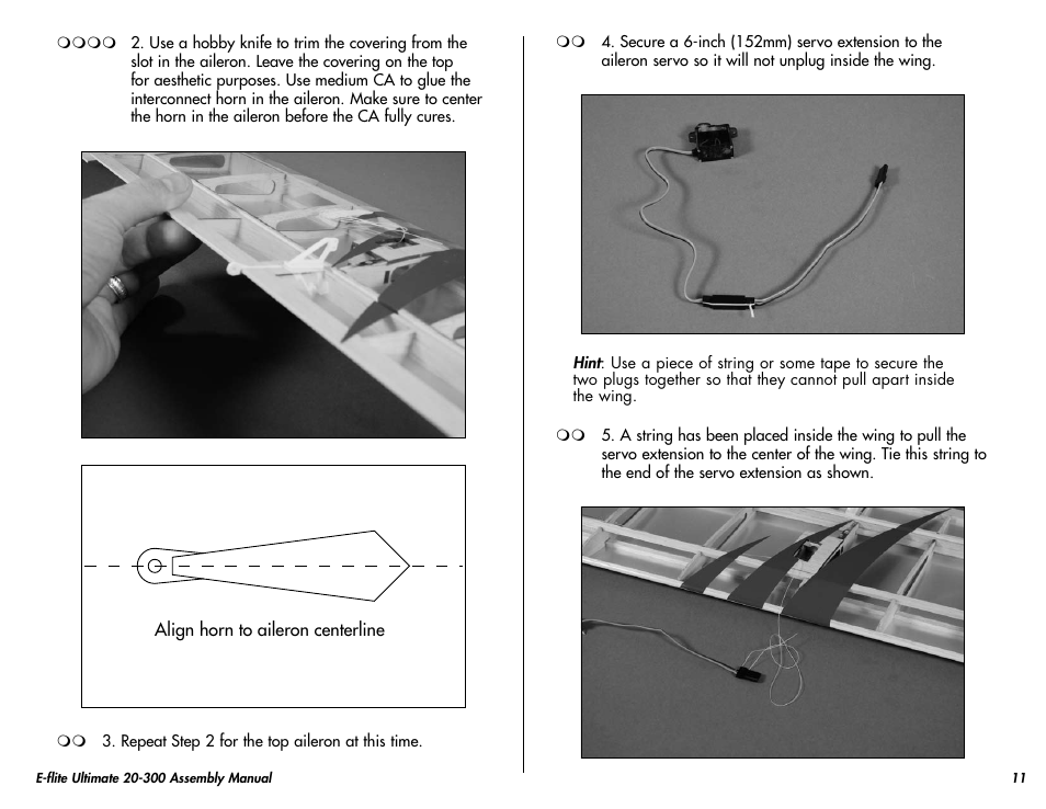 E-flite Ultimate 20-300 10 ARF User Manual | Page 11 / 40