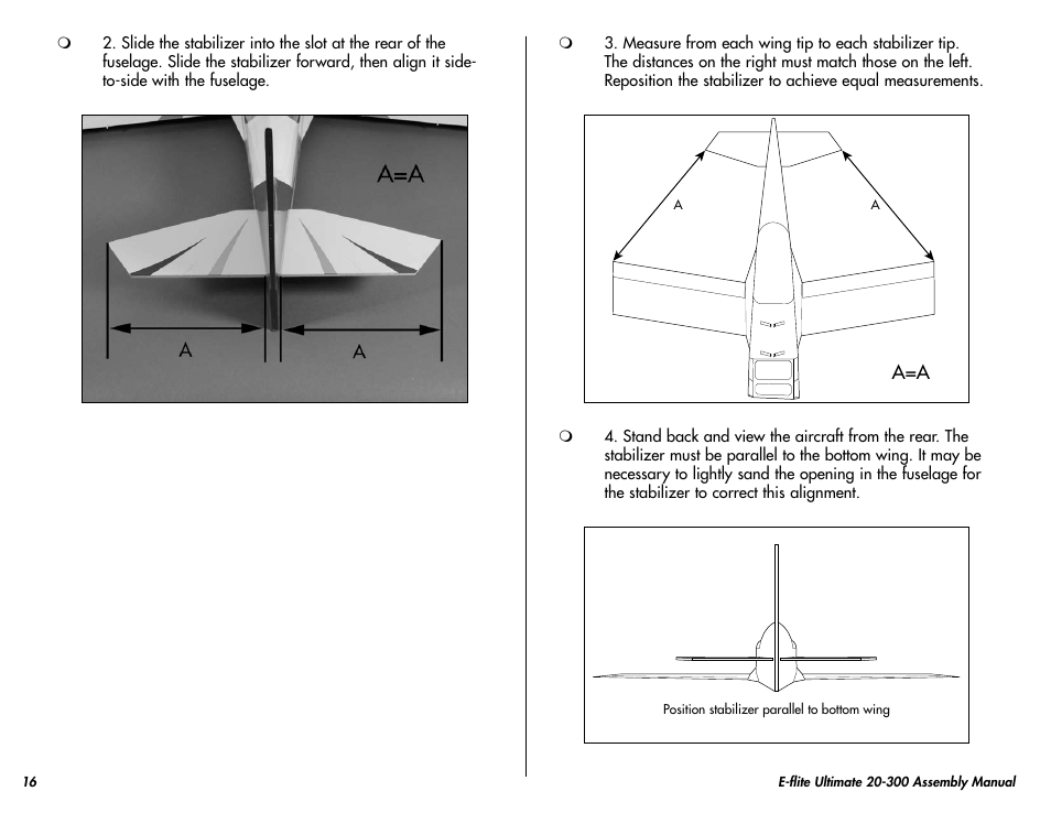 E-flite Ultimate 20-300 10 ARF User Manual | Page 16 / 40